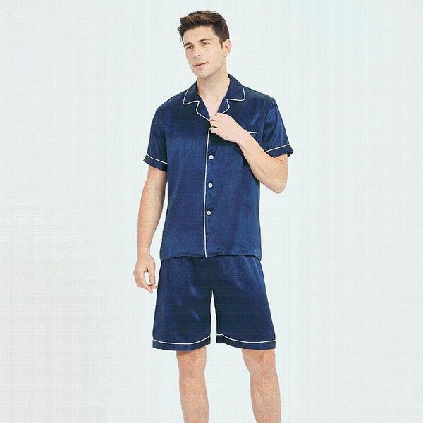men's short-sleeved shorts heavyweight silk pajamas set summer comfortable 100% silk leisure pijama mans sleepwear1, Black;brown
men's short-sleeved shorts heavyweight silk pajamas set summer comfortable 100% silk leisure pijama mans sleepwear1, Black;brown