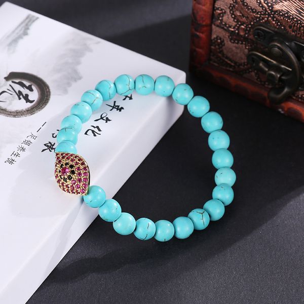 2020 high grade 8mm natural green pine stone beads bangle charm micro inset red zircon eyes fashion elastic bracelet, Black
2020 high grade 8mm natural green pine stone beads bangle charm micro inset red zircon eyes fashion elastic bracelet, Black