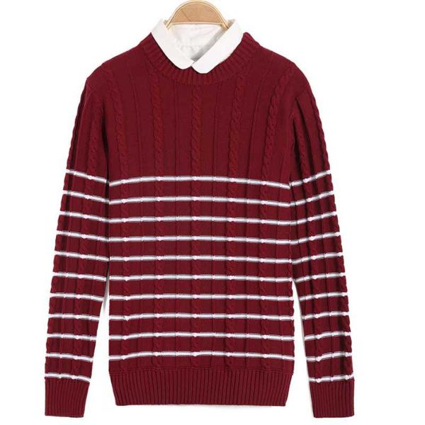men's sweaters autumn and winter round neck slim personality striped long-sleeved casual youth pullover thick warm sweater, White;black
men's sweaters autumn and winter round neck slim personality striped long-sleeved casual youth pullover thick warm sweater, White;black