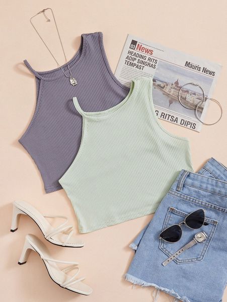 2pcs rib-knit asymmetrical neck y2qb#, White
2pcs rib-knit asymmetrical neck y2qb#, White