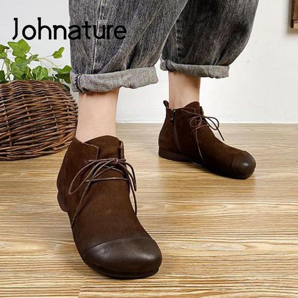 boots johnature platform women shoes genuine leather 2021 autumn lace-up round toe flat with sewing ankle, Black
boots johnature platform women shoes genuine leather 2021 autumn lace-up round toe flat with sewing ankle, Black