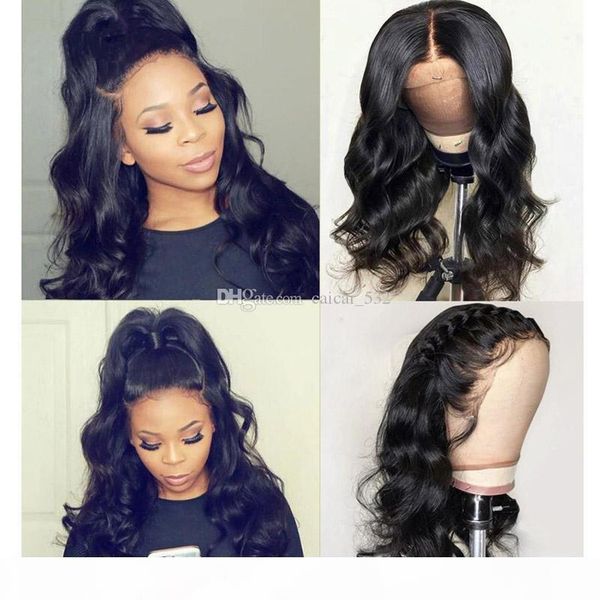 body wave wig lace front human hair wigs for black women brazilian remy full ends preplucked with baby hair, Black;brown