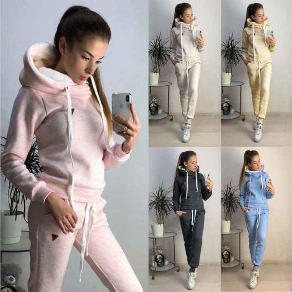women's tracksuits autumn and winter large size fashion plus velvet two-piece casual hooded sweatshirt sports suit, Gray 
women's tracksuits autumn and winter large size fashion plus velvet two-piece casual hooded sweatshirt sports suit, Gray