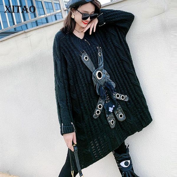 xitao appliques sequined solid sweater women 2020 autumn winter casual fashion new style temperament all match sweater zy1112, White;black
xitao appliques sequined solid sweater women 2020 autumn winter casual fashion new style temperament all match sweater zy1112, White;black