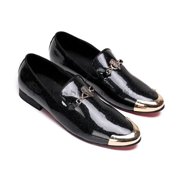 dress shoes men event metal buckle black patent bright leather loafer slippers size 37-47
dress shoes men event metal buckle black patent bright leather loafer slippers size 37-47