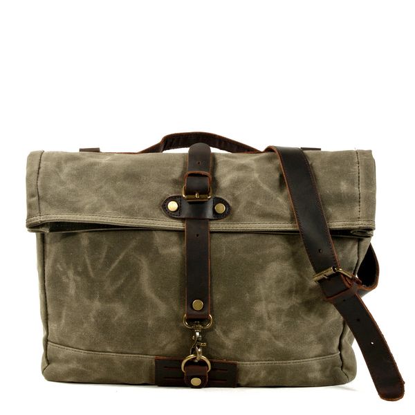 vintage waxed canvas messenger cross body shoulder bag business leisure briefcase for men
vintage waxed canvas messenger cross body shoulder bag business leisure briefcase for men