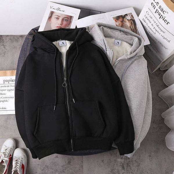 women 2021 winter new fleece coats solid hood female hoodies jackets f0en, Black;brown
women 2021 winter new fleece coats solid hood female hoodies jackets f0en, Black;brown