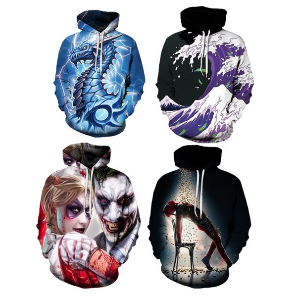 european and american trend blue wave digital printing hooded sweater baseball uniform hoodie, Black
european and american trend blue wave digital printing hooded sweater baseball uniform hoodie, Black