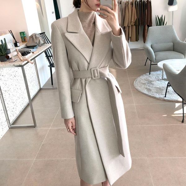 women's long coat for autumn or warm winter lady fashion coats with long belt rh422, Black
women's long coat for autumn or warm winter lady fashion coats with long belt rh422, Black
