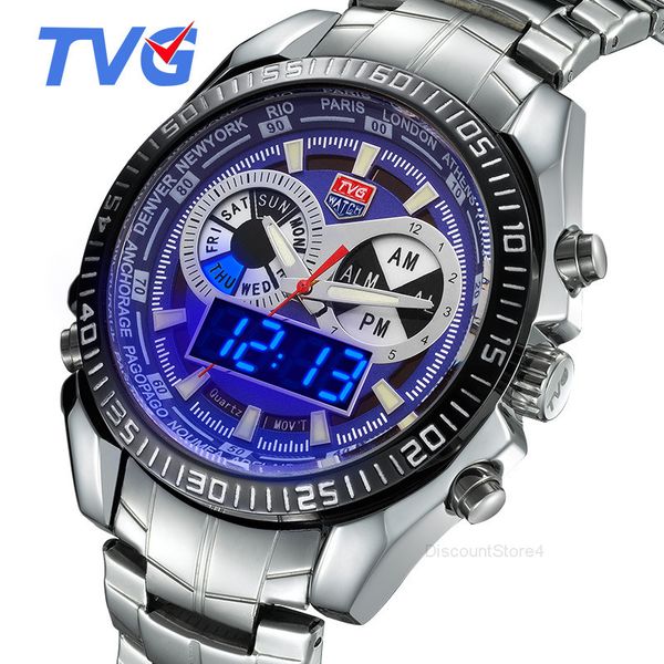 tvg watch men's fashion trend seal elite waterproof double display alarm clock luminous quartz watch fine steel watch, Slivery;brown
tvg watch men's fashion trend seal elite waterproof double display alarm clock luminous quartz watch fine steel watch, Slivery;brown