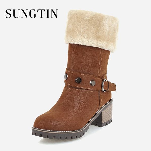 sungtin fashion buckle warm winter snow boots women fur short ankle boots ladies shoes chunky mid heel round toe plush booties, Black
sungtin fashion buckle warm winter snow boots women fur short ankle boots ladies shoes chunky mid heel round toe plush booties, Black