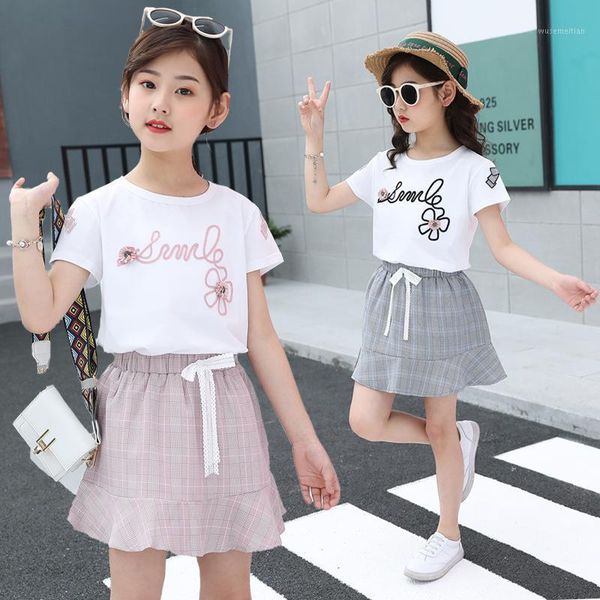 clothing sets fashion summer set girls kids floral short sleeve and plaid tutu skirts 2 pcs white clothes for 4-14t1
clothing sets fashion summer set girls kids floral short sleeve and plaid tutu skirts 2 pcs white clothes for 4-14t1