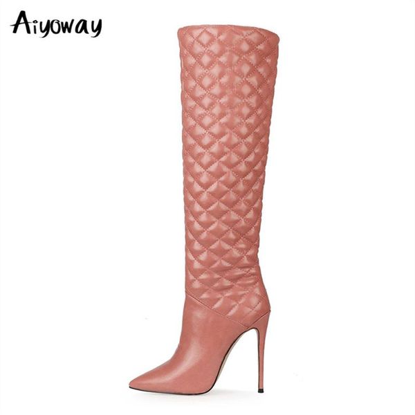 aiyoway brand new fashion women rhombus solid thin heel knee high boots lady pointed toe slip on big size 34-47, Black
aiyoway brand new fashion women rhombus solid thin heel knee high boots lady pointed toe slip on big size 34-47, Black