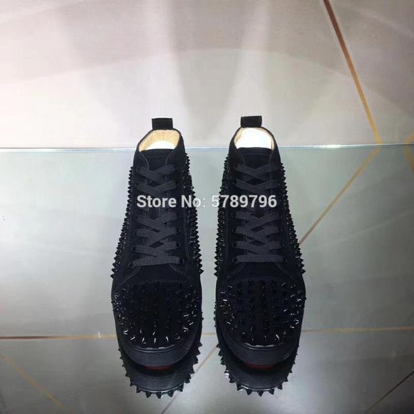 high red bottom solid black suede leather sports shoes for men lace up casual flats loafers rivets outdoor walking sneakers
high red bottom solid black suede leather sports shoes for men lace up casual flats loafers rivets outdoor walking sneakers