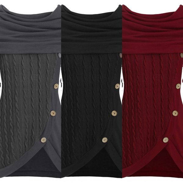 women's large button sweater size solid color stitching button decorative stacking collar hooded irregular knitted sweater hf4ci, White;black
women's large button sweater size solid color stitching button decorative stacking collar hooded irregular knitted sweater hf4ci, White;black