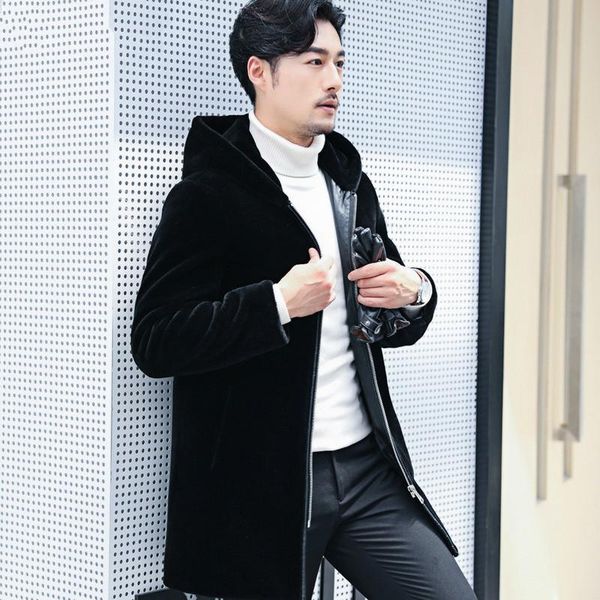 men's leather & faux natural sheep shearling fur coat winter jacket men real wool hooded warm coats and jackets 12cha180801y my752, Black
men's leather & faux natural sheep shearling fur coat winter jacket men real wool hooded warm coats and jackets 12cha180801y my752, Black