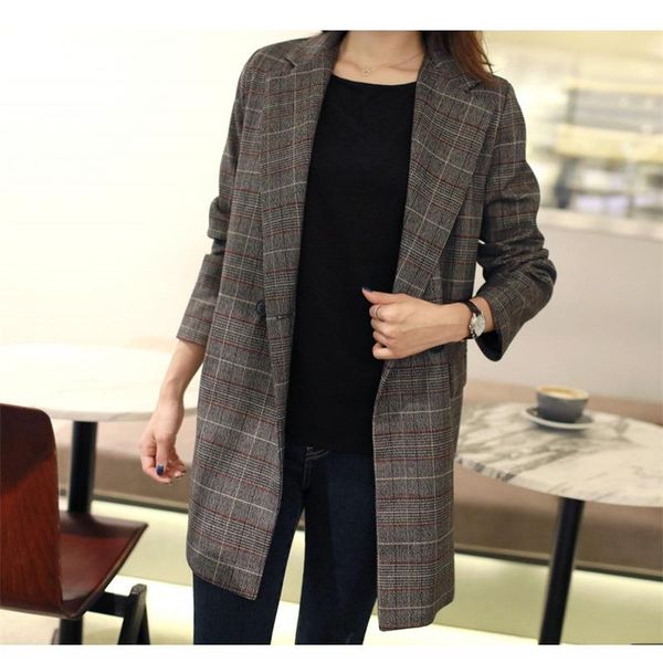 women's suits & blazers temperament jacket large size 2021 long double-breasted ladies blazer female red plaid autumn suit, White;black
women's suits & blazers temperament jacket large size 2021 long double-breasted ladies blazer female red plaid autumn suit, White;black