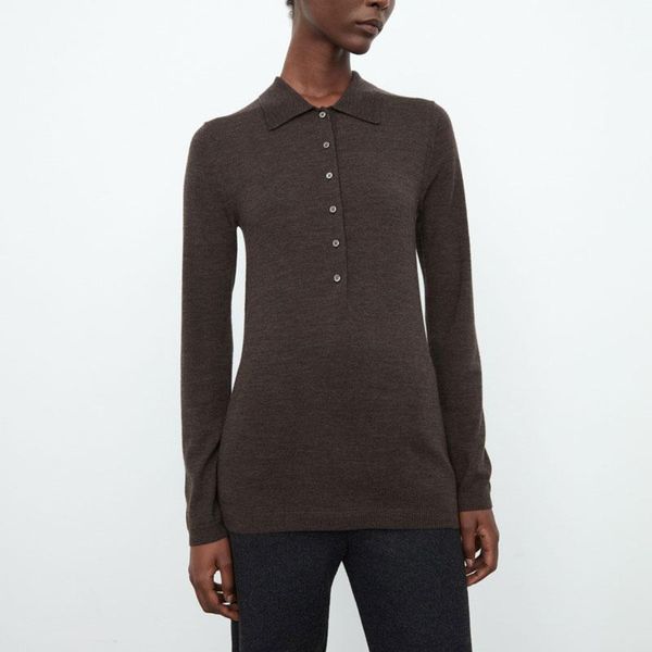 women's sweaters woman fashion millana dark brown melange shirt collar with buttons sweater long sleeves knitwear 2021, White;black
women's sweaters woman fashion millana dark brown melange shirt collar with buttons sweater long sleeves knitwear 2021, White;black