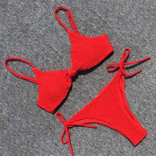 pleated swimwear women bikini sling swimsuit adjustable halter bandage bathing suit solid red bikini set padded swim suits t200508, White;black
pleated swimwear women bikini sling swimsuit adjustable halter bandage bathing suit solid red bikini set padded swim suits t200508, White;black