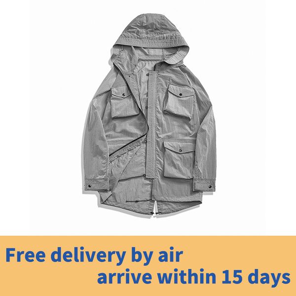 stone pirates 20ss spring and autumn new style metal nylon multi pocket long men's hooded jacket, Black;brown
stone pirates 20ss spring and autumn new style metal nylon multi pocket long men's hooded jacket, Black;brown