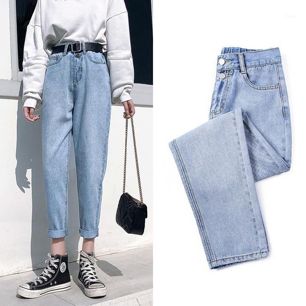 women's jeans women harajuku solid button zipper high waist leisure straight women's harem cropped pants lady trousers blue1, Blue
women's jeans women harajuku solid button zipper high waist leisure straight women's harem cropped pants lady trousers blue1, Blue