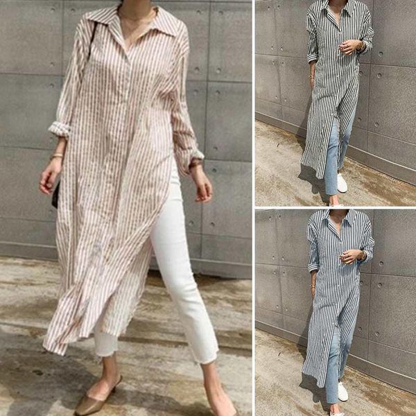 women's autumn long blouses ladies casual turn down collar zanzea fashion vertical striped maxi shirt tunic oversized 5xl, White
women's autumn long blouses ladies casual turn down collar zanzea fashion vertical striped maxi shirt tunic oversized 5xl, White