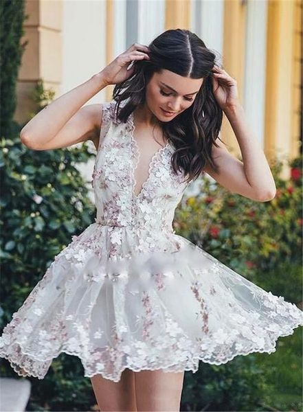 v neck short homecoming dresses 2020 a-line chic 3d floral lace graduation cocktail gowns custom made tulle saudi prom dresses, Black
v neck short homecoming dresses 2020 a-line chic 3d floral lace graduation cocktail gowns custom made tulle saudi prom dresses, Black
