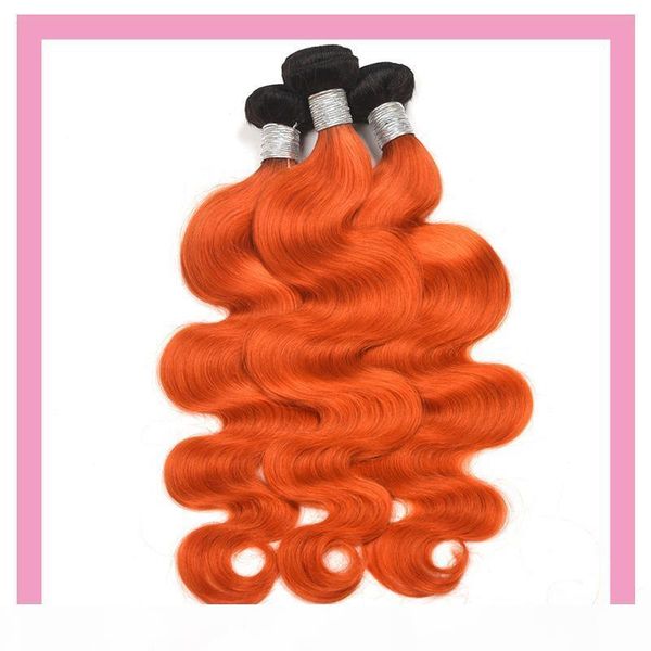 brazilian virgin hair extensions body wave two tones 1b orange ombre human hair 10-26inch 1b orange double wefts, Black 
brazilian virgin hair extensions body wave two tones 1b orange ombre human hair 10-26inch 1b orange double wefts, Black