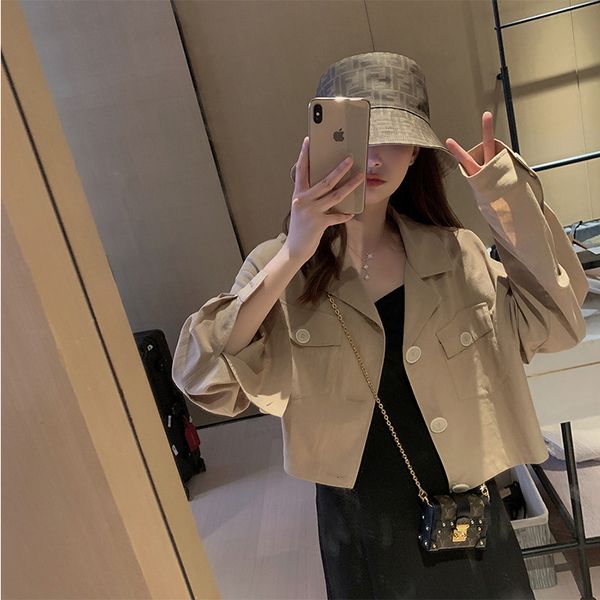 2021 new solid color lapel sleeve short female autumn fashion leisur single breasted working jacket with tools tmak, Black;brown
2021 new solid color lapel sleeve short female autumn fashion leisur single breasted working jacket with tools tmak, Black;brown
