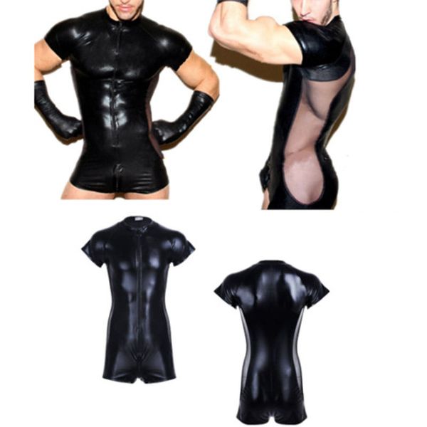 3Pieces/Lot Sexy Men Underwear Faux Leather Bodysuit Leotard Jumpsuits Undershirts Front Zipper Open Bar Stage Clubwear Costume, Black
3Pieces/Lot Sexy Men Underwear Faux Leather Bodysuit Leotard Jumpsuits Undershirts Front Zipper Open Bar Stage Clubwear Costume, Black
