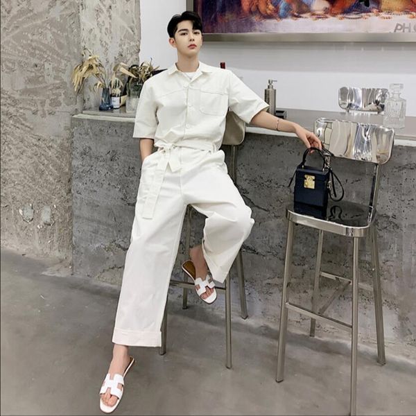 2020 new spring tool designer white coveralls mark male in a straight line hairstylist pants overalls l0kz, White;black
2020 new spring tool designer white coveralls mark male in a straight line hairstylist pants overalls l0kz, White;black