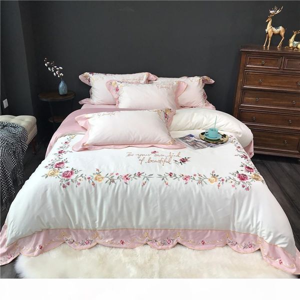luxury satin egyptian cotton bedding set sflower embroidery duvet cover+flat sheet+2 pillowcases king size
luxury satin egyptian cotton bedding set sflower embroidery duvet cover+flat sheet+2 pillowcases king size