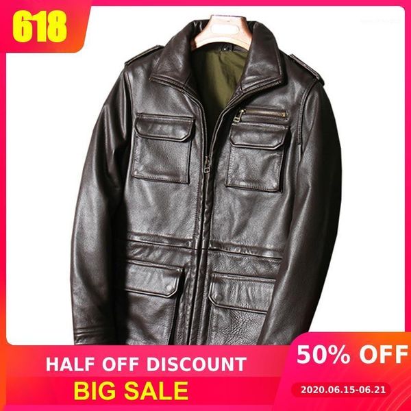 men's leather & faux 2021 brown russian casual jacket men four pockets plus size 5xl genuine cowhide autumn slim fit safari coat1, Black
men's leather & faux 2021 brown russian casual jacket men four pockets plus size 5xl genuine cowhide autumn slim fit safari coat1, Black