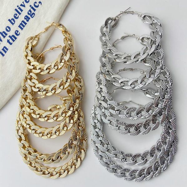 hoop & huggie trendy gold silver color vintage chain punk chunky earrings big hoops fashion accessories jewelry statement earings for women, Golden;silver
hoop & huggie trendy gold silver color vintage chain punk chunky earrings big hoops fashion accessories jewelry statement earings for women, Golden;silver