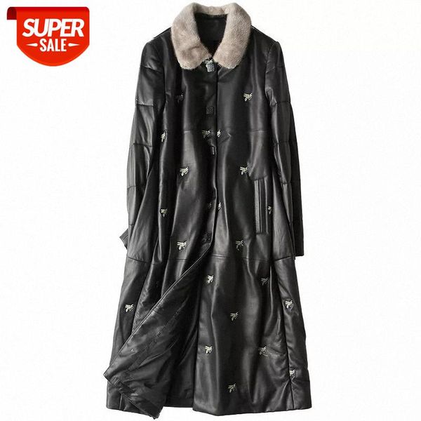 women 100% sheep skin + mink real fur collar leather down jacket women's long casual leather jacket winter full pelt mink collar #ki9w, Black;brown
women 100% sheep skin + mink real fur collar leather down jacket women's long casual leather jacket winter full pelt mink collar #ki9w, Black;brown