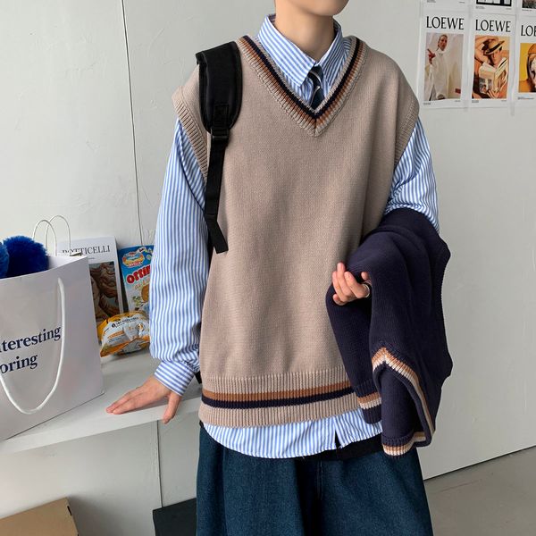 2021 new privathinker men's v-neck jk vest couple japanese style pullovers casual oversize man soft sleeveless sweater clothing wji7, White;black
2021 new privathinker men's v-neck jk vest couple japanese style pullovers casual oversize man soft sleeveless sweater clothing wji7, White;black
