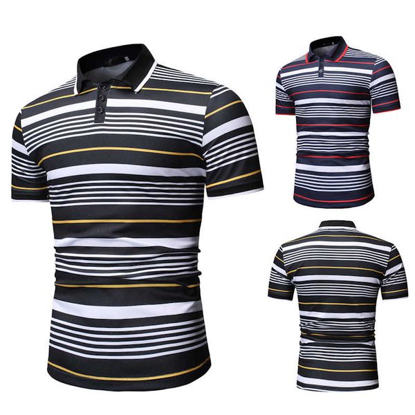 2020 men 20 new summer casual fashion color stripe slim lapel men's polo shirt, White;black
2020 men 20 new summer casual fashion color stripe slim lapel men's polo shirt, White;black