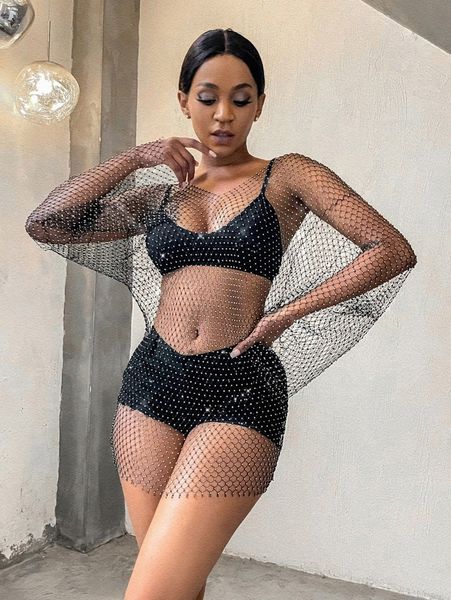 sxy drop shoulder fishing net rhinestone sheer cover up without lingerie t8wf#, White;black
sxy drop shoulder fishing net rhinestone sheer cover up without lingerie t8wf#, White;black