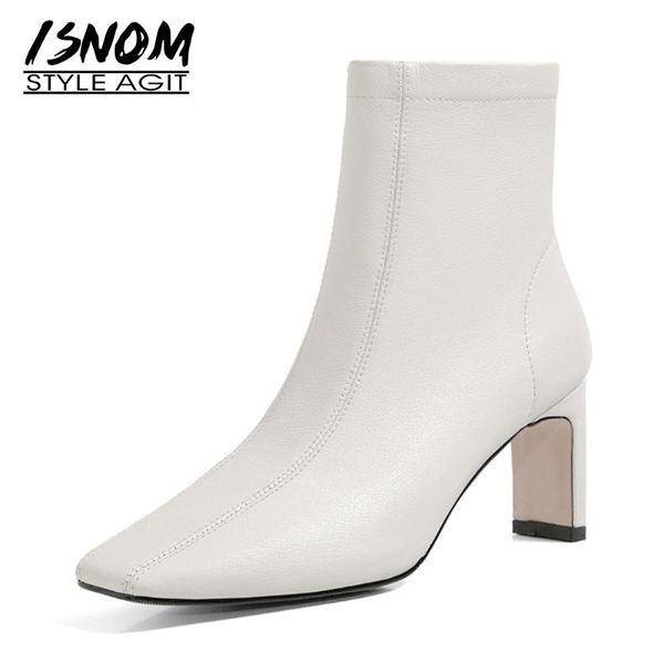 isnom genuine leather ankle boots woman square toe high heels booties zipper ladies shoes women autumn winter fashion big size, Black
isnom genuine leather ankle boots woman square toe high heels booties zipper ladies shoes women autumn winter fashion big size, Black