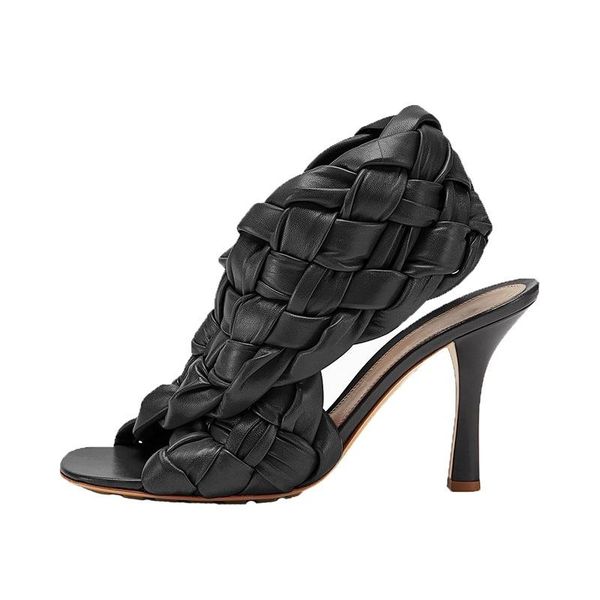 new leather braided high heel sandals women runway party shoes woman cross wove folds mules shoes thin heel slippers woman, Black
new leather braided high heel sandals women runway party shoes woman cross wove folds mules shoes thin heel slippers woman, Black