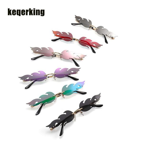 sunglasses 2021 fashion fire flame women men brand design rimless wave eyewear luxury trending narrow sun glasses streetwear, White;black
sunglasses 2021 fashion fire flame women men brand design rimless wave eyewear luxury trending narrow sun glasses streetwear, White;black
