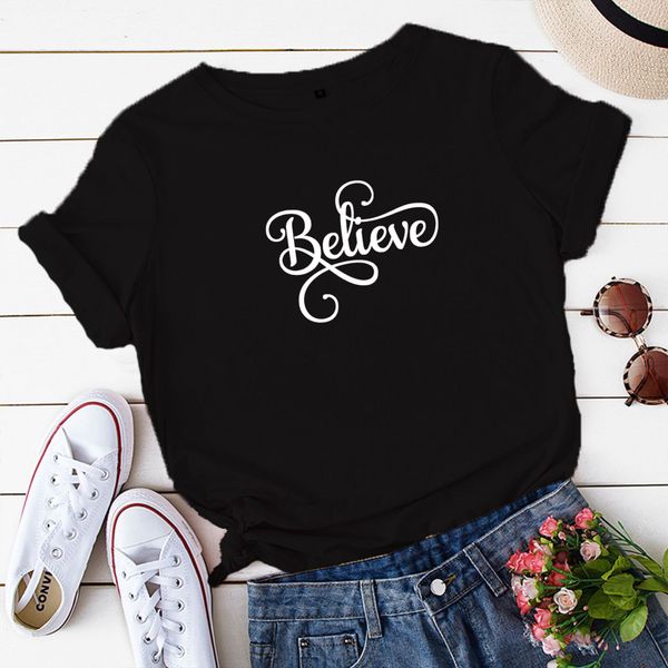 lh20432 casual believe english printing round neck loose large size pure cotton trend short sleeve t-shirt women, White
lh20432 casual believe english printing round neck loose large size pure cotton trend short sleeve t-shirt women, White
