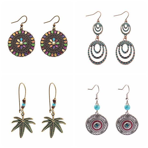 4 pair/lot ethnic retro round flower earrings set summer vintage bohemia drop geometric jhumka earrings oorbellen, Silver
4 pair/lot ethnic retro round flower earrings set summer vintage bohemia drop geometric jhumka earrings oorbellen, Silver