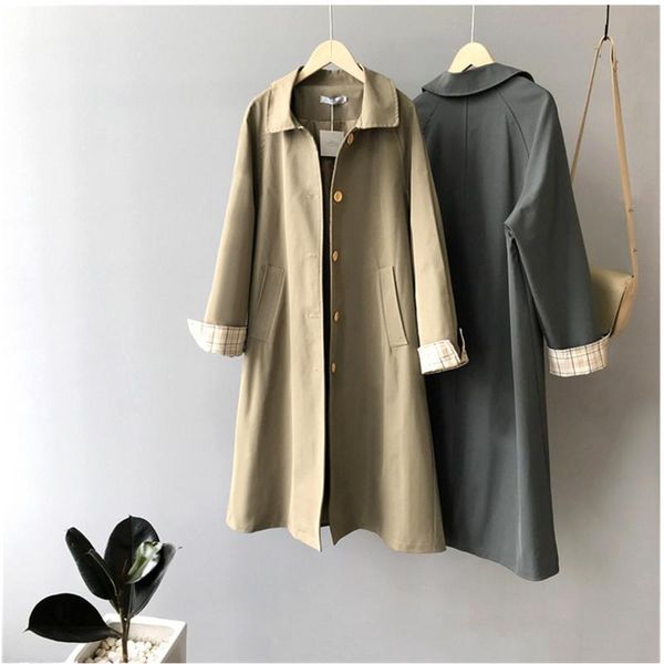 2020 autumn women long coat turn down collar women khaki trench coat casaco feminino loose female spring outerwear, Tan;black
2020 autumn women long coat turn down collar women khaki trench coat casaco feminino loose female spring outerwear, Tan;black