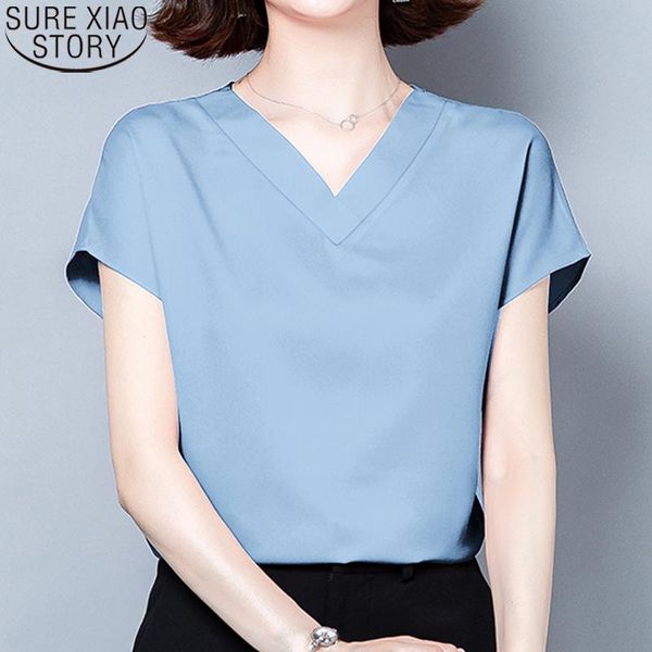 2021 summer casual women plus size blouses shirts solid temperament short sleeve v-neck soft silk satin blouse blusas 9853, White
2021 summer casual women plus size blouses shirts solid temperament short sleeve v-neck soft silk satin blouse blusas 9853, White