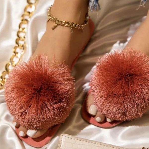 slippers summer women fur ball solid flock flat peep toe slides casual fashion female ladies shoes, Black
slippers summer women fur ball solid flock flat peep toe slides casual fashion female ladies shoes, Black