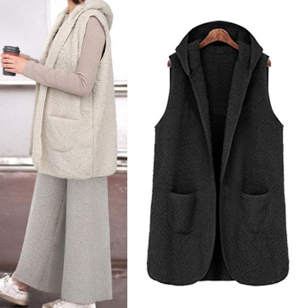 women's vests spring/fall/winter teddy plush vest gentle long pocket hooded jacket fashion casual cardigan coat sleeveless women, Black;white
women's vests spring/fall/winter teddy plush vest gentle long pocket hooded jacket fashion casual cardigan coat sleeveless women, Black;white
