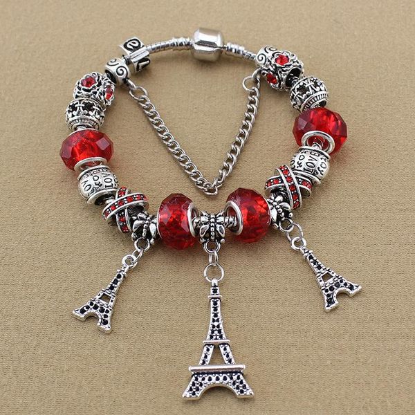charm bracelets european vintage red glass crystal eiffel tower pendant stylish silver plated pan bracelet suitable for women's, Golden;silver
charm bracelets european vintage red glass crystal eiffel tower pendant stylish silver plated pan bracelet suitable for women's, Golden;silver