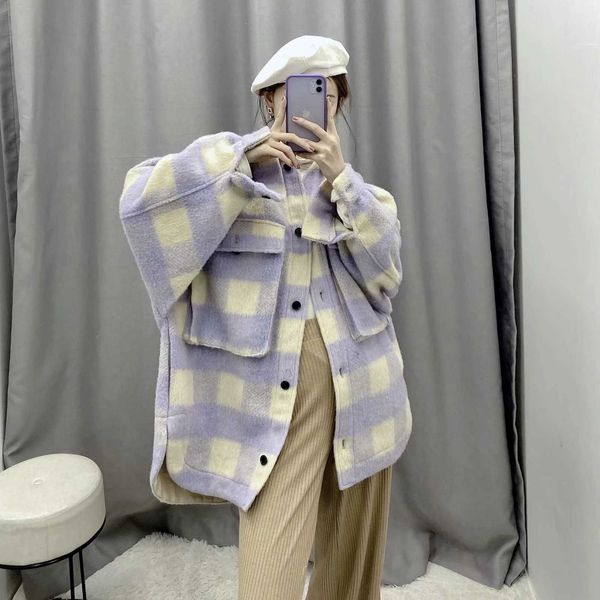 fashion plaid woolen shirt jacket ladies coats 2020 winter vintage turn-down collar pockets button jackets casual loose overcoat, Black
fashion plaid woolen shirt jacket ladies coats 2020 winter vintage turn-down collar pockets button jackets casual loose overcoat, Black