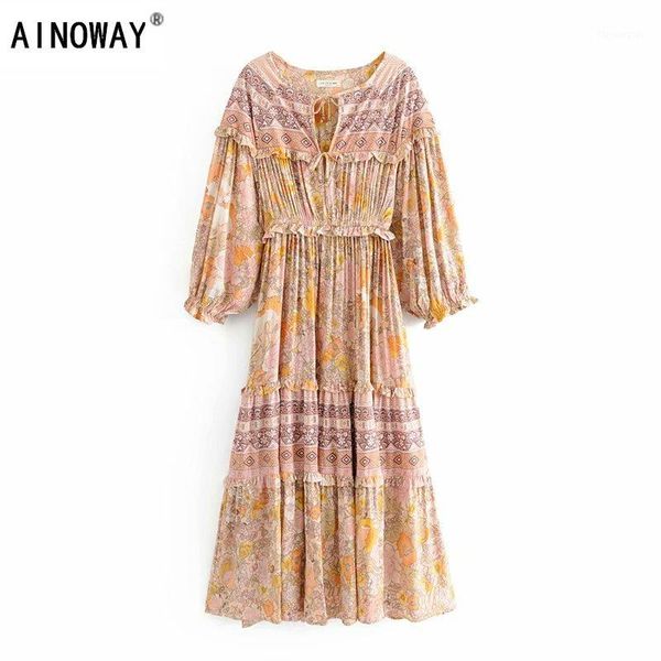 vintage chic women floral print sashes ruffles beach bohemian loose maxi dress ladies v-neck summer rayon boho dress vestidos1, Black;gray
vintage chic women floral print sashes ruffles beach bohemian loose maxi dress ladies v-neck summer rayon boho dress vestidos1, Black;gray